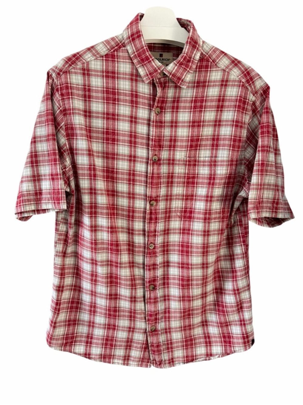WOOLRICH Red Plaid Button-Up Short Sleeve Shirt Casual Outdoor mens m
